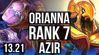 ORIANNA vs AZIR (MID) | Rank 1 Ori, Rank 7, 10/3/11, Legendary | KR Challenger | 13.21