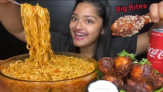 SPICY CURRY NOODLES WITH BARBECUE (BBQ) CHICKEN DRUMSTICKS🍗 | BIG BITES MUKBANG |FOOD EATING VIDEOS