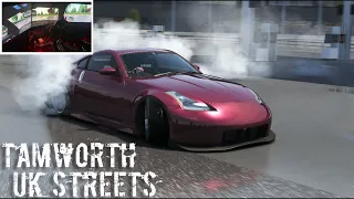 Drifting 350z At Ctoretto New Track      Tamworth_Uk_Streets ASSETTO CORSA (Steering  Wheel setup)