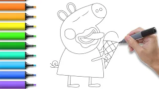 Peppa Pig  and ice cream 🌈  Drawing, Painting, Coloring for Kids and Toddlers