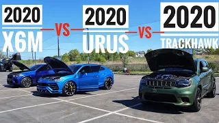 Greatest Super SUV Race 2020 BMW X6M vs Lamborghini Urus vs Jeep Trackhawk