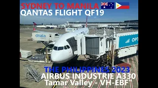 FLYING TO PHILIPPINES 2023 - QANTAS Flight QF19 | WE FLEW ABOVE THE CRATER OF AN ACTIVE VOLCANO!!