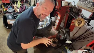 Changing my Victory motorcycle tire. 250mm fatty 08 Jackpot, on Hunter tire  changer machine