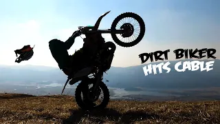 Dirt Biker VS Angry People - Wire On Trail | Accident