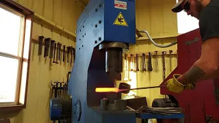 Forging damascus on a power hammer