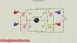 Mạch cầu h dùng 4 relay điều khiển đảo chiều động cơ