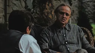 Business talk between Michael and Vito in The Godfather ambience