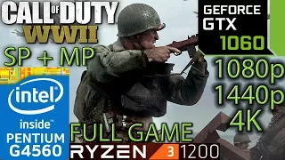 Call of Duty WW2 SP + MP - GTX 1060 - G4560 and Ryzen 3 1200 - 1080p - 1440p - 4K - Full Game