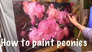 How to paint peonies. Oil painting. Workshop in English