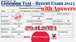 IELTS Listening Actual Test 2023 with Answers | 29.11.2023