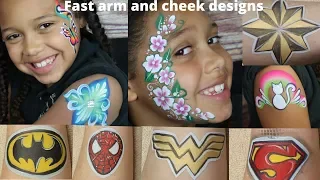 How to face paint! fast arm and cheek designs super hero logos and pretty designs