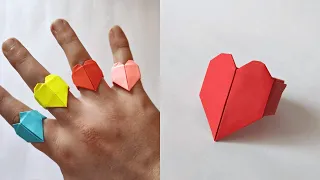 Origami HEART RING | How to make a paper rings tutorial | 4K