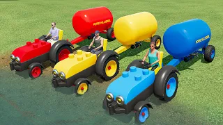 Mini Tractor of Colors! Triple Decker & Transporting! TANKERS/ Mini Lego Tractors! FS22