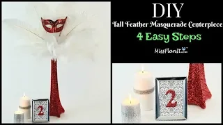DIY Tall Glam Feather Masquerade Centerpiece | Glam Centerpiece| DIY Tutorial