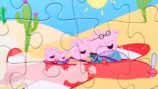 Свинка Пеппа с семьёй на аэроплане - собираем пазл для детей Peppa Pig | Merry Nika