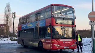 FRV. Stagecoach Route 256 Hornchurch, St George’s Park - Noak Hill. Scania Omnicity 15005 (LX58 CEF)