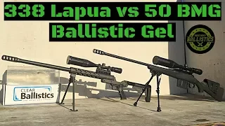 338 Lapua vs 50 BMG vs Ballistic Gel