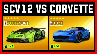 Asphalt 9 MAX Lamborghini Essenza SCV12 VS MAX Chevrolet Corvette GS