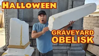 Making Halloween Props 👻 Scary Cemetery Tombstone - Broken Obelisk