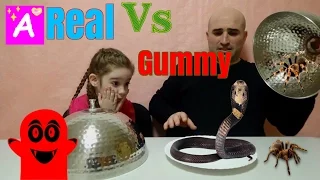 REAL FOOD VS GUMMY FOOD challenge  Kids react CANDY CHALLENGE Обычная Еда против Мармелада Челлендж