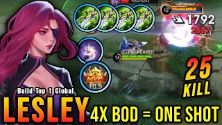 25 Kills!! One Shot Build Lesley with 4x Blade of Despair Build!! - Build Top 1 Global Lesley ~ MLBB