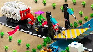 DIY making modern bridge construction over the river| Diy tractor trolley full loading | Sun Farming