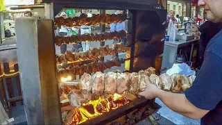 Grilling Pork Knuckles. German Street Food