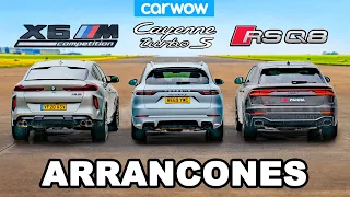 BMW X6M v Audi RSQ8 v Porsche Cayenne Turbo S - ARRANCONES