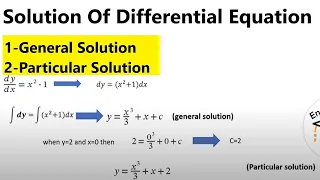 Solution of differential equation (general and particular solution)