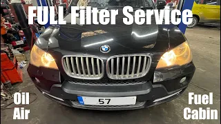 BMW X5 E70 3.0D Complete Filter Service - Air Oil Fuel Cabin How To Change DIY