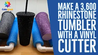 Make a 3,600 Rhinestone & Glitter HTV Tumbler with your Vinyl Cutter & Heat Press | HTV Anything