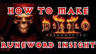 Diablo 2 Resurrected How to make Rune Word Insight - Great Mercenary Weapon Ral Tir Tal Sol