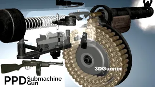 3D Animation & Facts: How a PPD Submachine Gun works