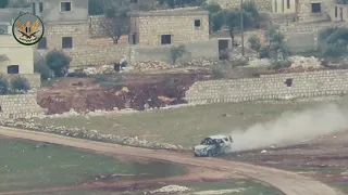 FSA use a BGM-71 TOW missile to destroy a vehicle carrying pro-regime fighters in Idlib