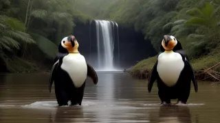 penguin and walrus are visiting amazon rainforest