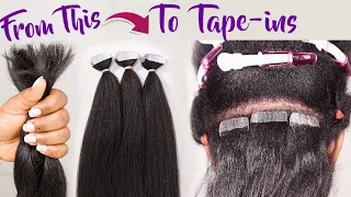 😱SHE BROKE THE CODE!!! DIY $2 TAPE-INS with Straight Kanekalon hair!!!