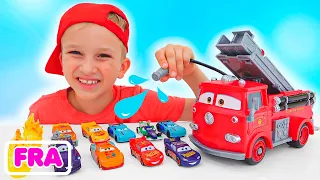 Vlad et Niki jouent avec Disney Cars et célèbrent le Lightning McQueen Day
