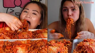 MUKBANGERS Try Popular SPICY NOODLES WRAPPED IN KIMCHI 🌶️🔥🥵🍜