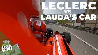 Leclerc races Lauda's Ferrari 312B3 around Monaco