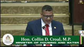 Budget 2023 debate presentation by Minister of Housing and Water, Collin Croal.