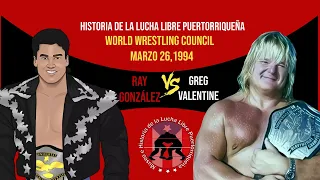 WWC 1994 Ray Gonzalez VS Greg "The Hammer" Valentine (26 de Marzo, 1994) Trujillo Alto