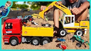 Excavator Videos | Digging with Bruder Trucks and Monster Trucks