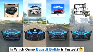 Bugatti Bolide Top Speed in 3D Driving Class, Extreme Car Driving Simulator, Real Racing 3 & GTA 5