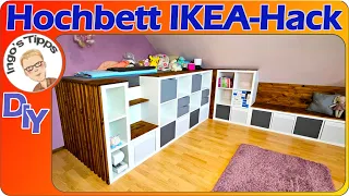 Individuelles DIY Hochbett mit IKEA Kallax, versteckte Höhle - Kreative IKEA-Hack Ideen | IngosTipps
