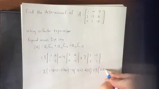 Finding a determinant using cofactor expansion