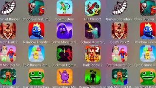 Grimace Shake Monster Survival,Garten Of Banban 3,Garten Of Banban 4,Death Park 2,Rainbow Friends...