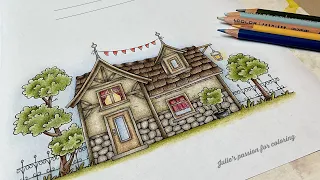 🏠 HOUSES 1 by Gabi Wolf - prismacolor pencils - easy coloring tutorial