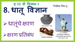 Video No-5 धातू विज्ञान-धातूंचे क्षरण -क्षरण प्रतिबंध-इ.10 वी विज्ञान-1