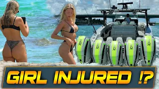 GIRL DOWN ROLLING ON THE BOAT FLOOR AT HAULOVER INLET | BOAT ZONE