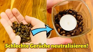 Schlechte Gerüche entfernen mit Kaffeebohnen - Muffiger Geruch Wohnung entfernen - Duftkerze DIY